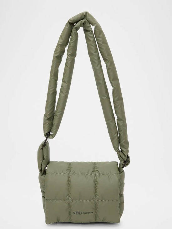 Vee Collective Handbags - Vee Collective Porter Messenger Bag in green padded nylon boho Lagenlook casual